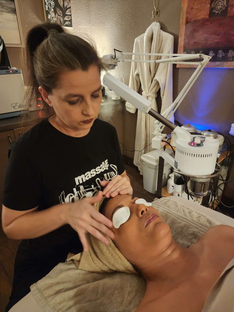 Client receiving a professional Vitamin C facial at Fancy’s Day Spa