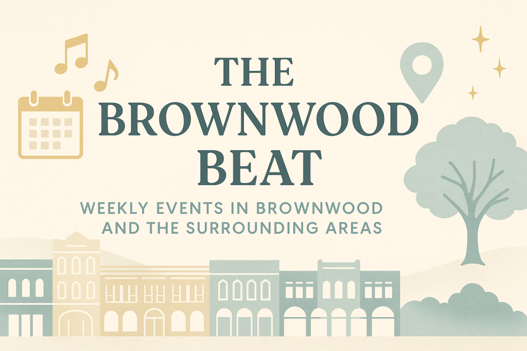 Illustration for The Brownwood Beat weekly blog featuring local Brownwood events and activities in the surrounding area.